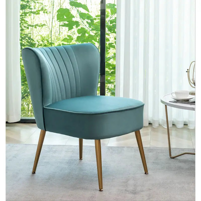 23.2 Fauteuil d'appoint large Mid-Century Modern en microfibre avec pieds en métal