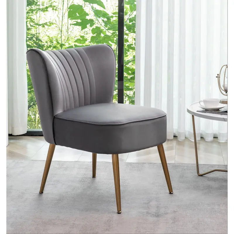 23.2 Fauteuil d'appoint large Mid-Century Modern en microfibre avec pieds en métal