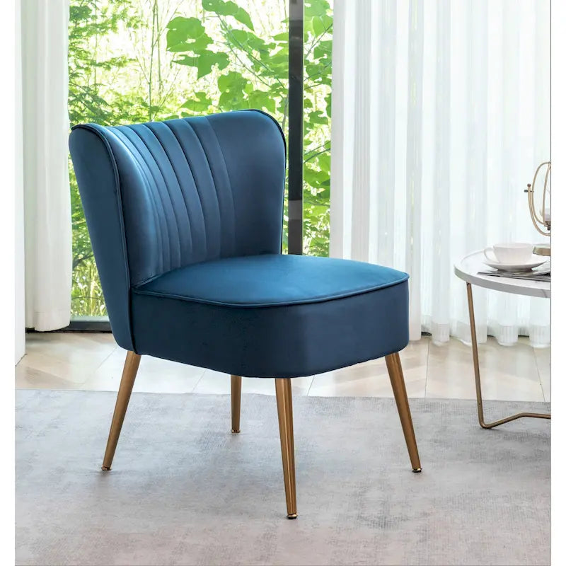 23.2 Fauteuil d'appoint large Mid-Century Modern en microfibre avec pieds en métal