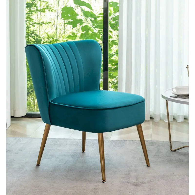 23.2 Fauteuil d'appoint large Mid-Century Modern en microfibre avec pieds en métal