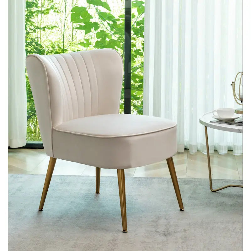 23.2 Fauteuil d'appoint large Mid-Century Modern en microfibre avec pieds en métal