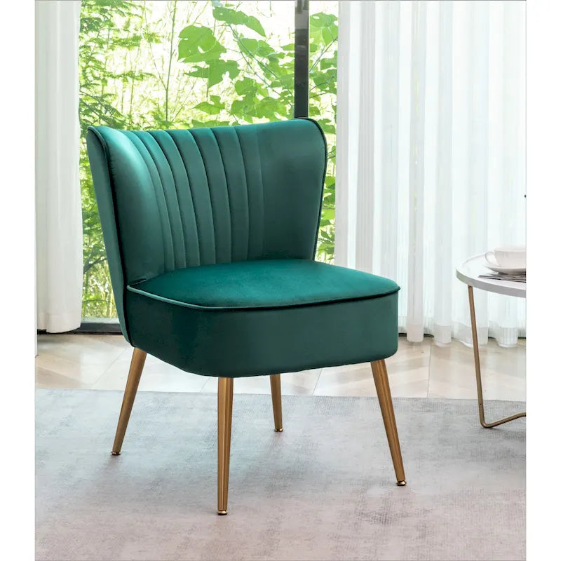 23.2 Fauteuil d'appoint large Mid-Century Modern en microfibre avec pieds en métal