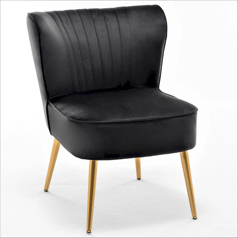 23.2 Fauteuil d'appoint large Mid-Century Modern en microfibre avec pieds en métal