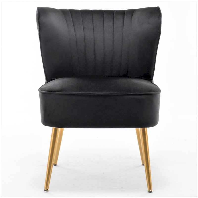 23.2 Fauteuil d'appoint large Mid-Century Modern en microfibre avec pieds en métal