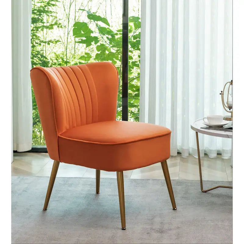 23.2 Fauteuil d'appoint large Mid-Century Modern en microfibre avec pieds en métal