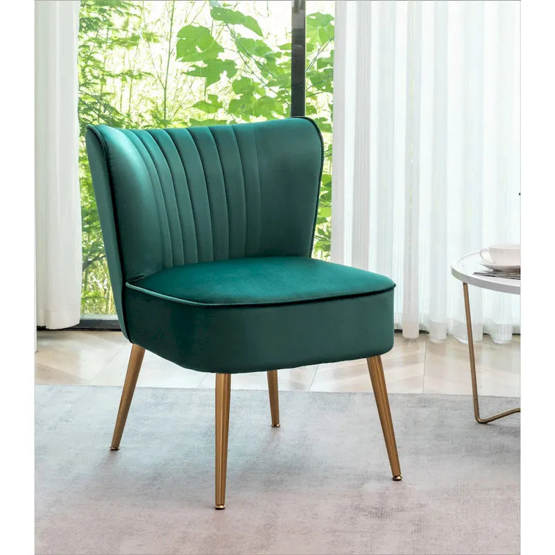 23.2 Fauteuil d'appoint large Mid-Century Modern en microfibre avec pieds en métal