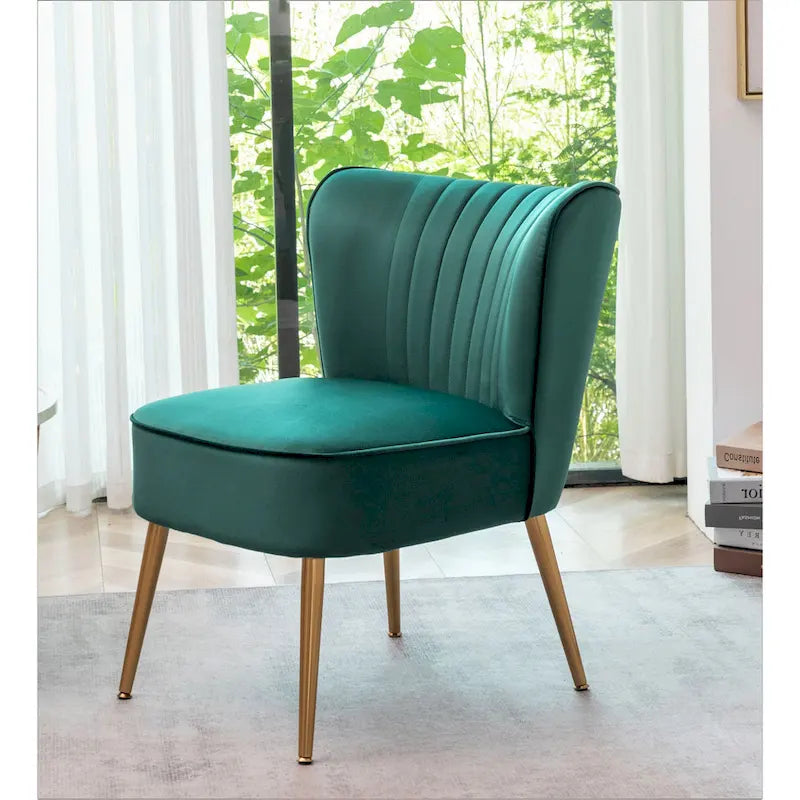 23.2 Fauteuil d'appoint large Mid-Century Modern en microfibre avec pieds en métal