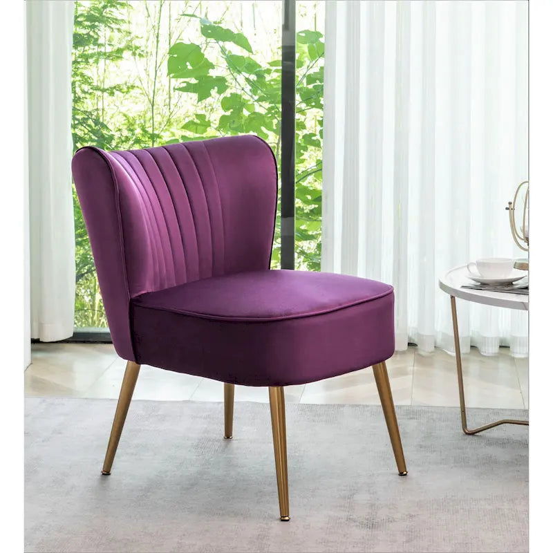 23.2 Fauteuil d'appoint large Mid-Century Modern en microfibre avec pieds en métal
