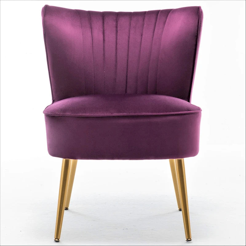 23.2 Fauteuil d'appoint large Mid-Century Modern en microfibre avec pieds en métal