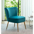 23.2 Fauteuil d'appoint large Mid-Century Modern en microfibre avec pieds en métal
