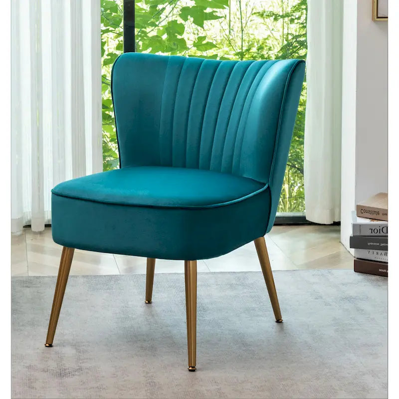 23.2 Fauteuil d'appoint large Mid-Century Modern en microfibre avec pieds en métal