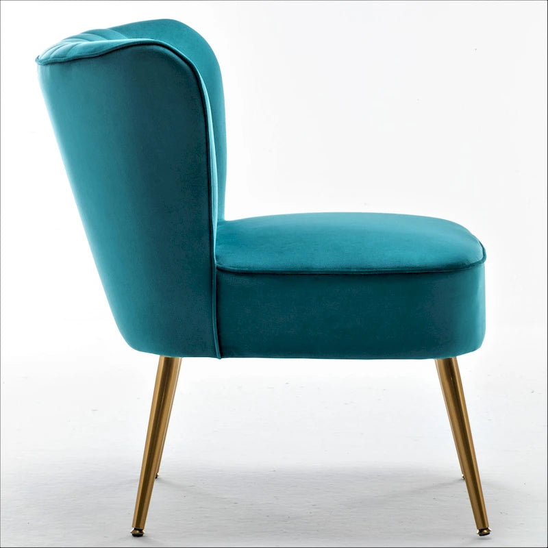 23.2 Fauteuil d'appoint large Mid-Century Modern en microfibre avec pieds en métal