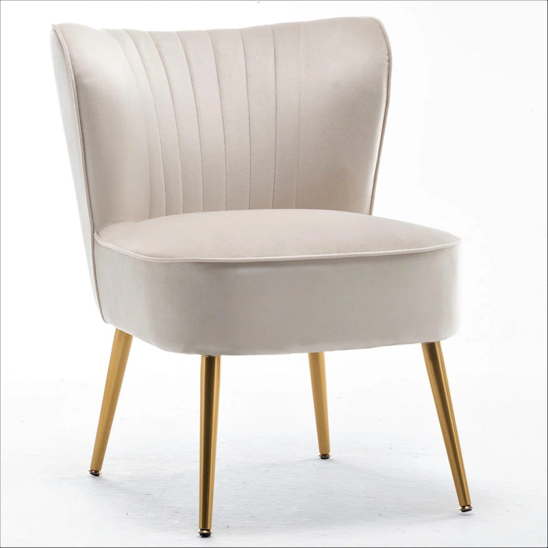 23.2 Fauteuil d'appoint large Mid-Century Modern en microfibre avec pieds en métal