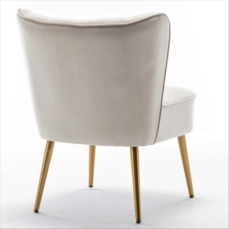 23.2 Fauteuil d'appoint large Mid-Century Modern en microfibre avec pieds en métal