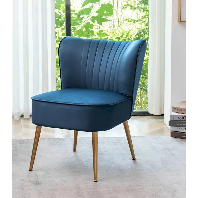 23.2 Fauteuil d'appoint large Mid-Century Modern en microfibre avec pieds en métal