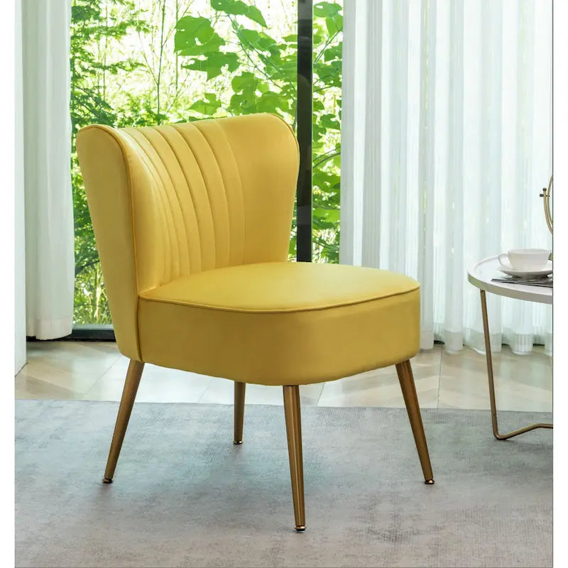 23.2 Fauteuil d'appoint large Mid-Century Modern en microfibre avec pieds en métal