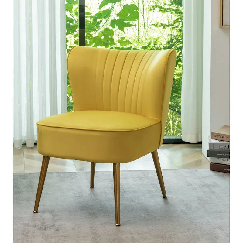 23.2 Fauteuil d'appoint large Mid-Century Modern en microfibre avec pieds en métal