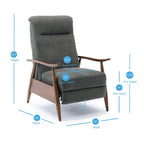 Fauteuil inclinable à dossier basculant avec accoudoirs en bois