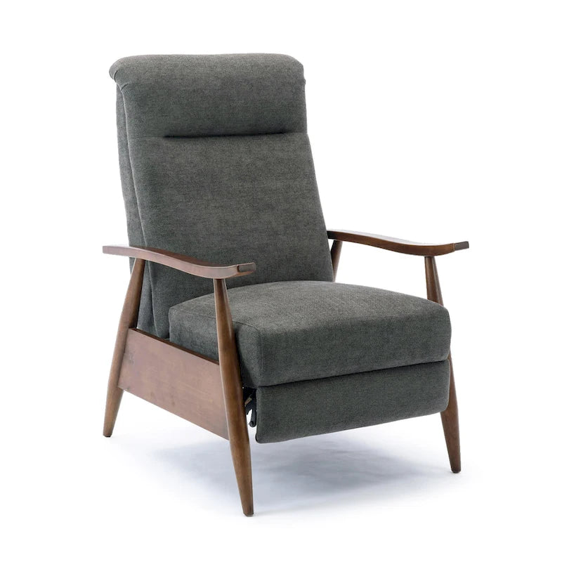 Fauteuil inclinable à dossier basculant avec accoudoirs en bois