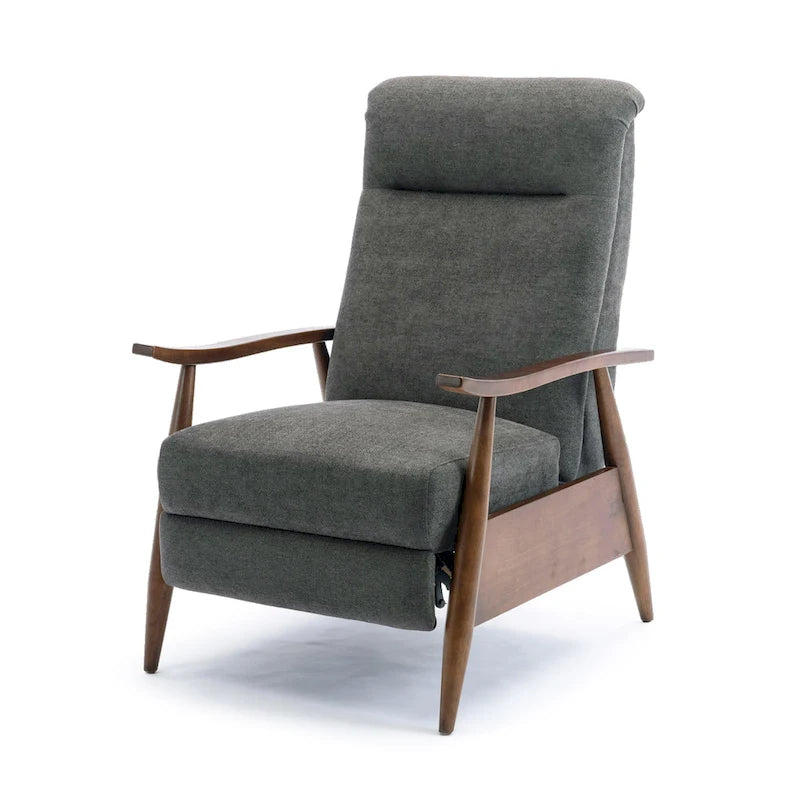 Fauteuil inclinable à dossier basculant avec accoudoirs en bois