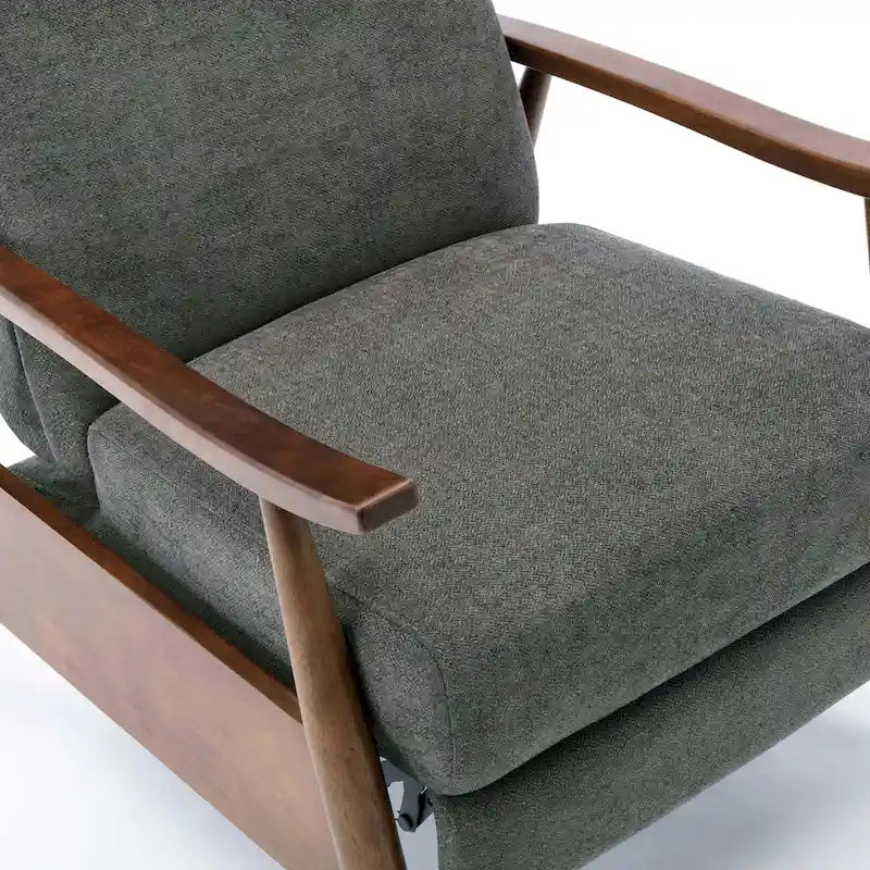 Fauteuil inclinable à dossier basculant avec accoudoirs en bois