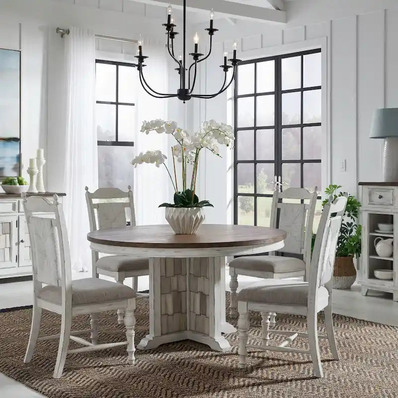 Ensemble de table à piédestal blanche 5 pièces