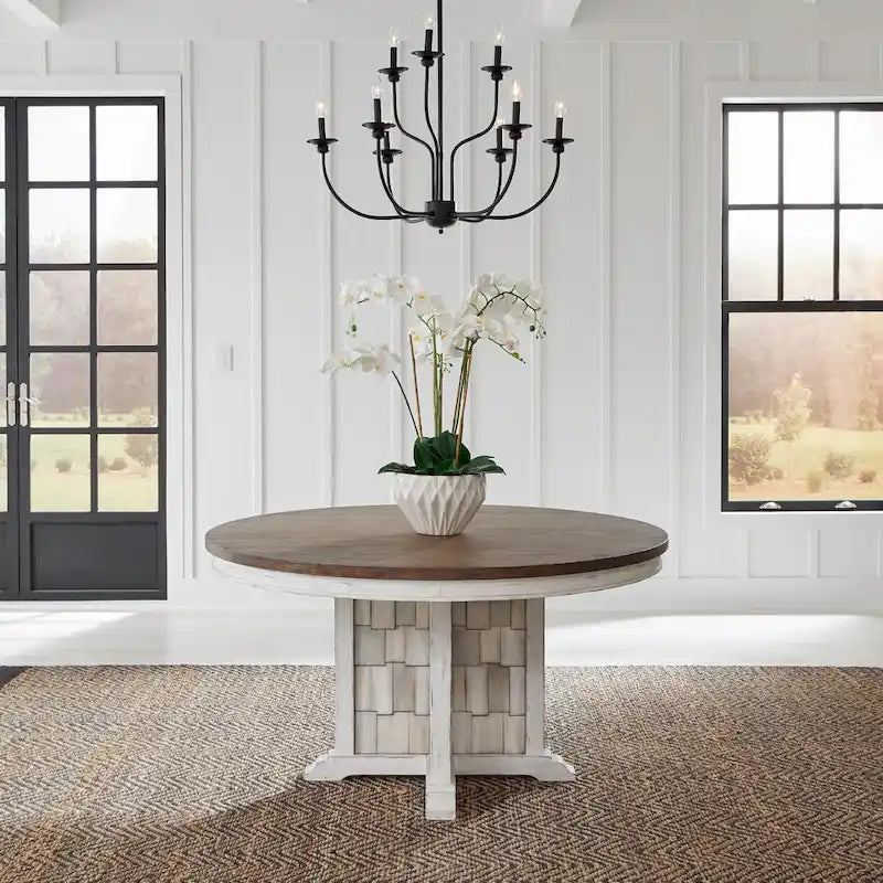 Ensemble de table à piédestal blanche 5 pièces