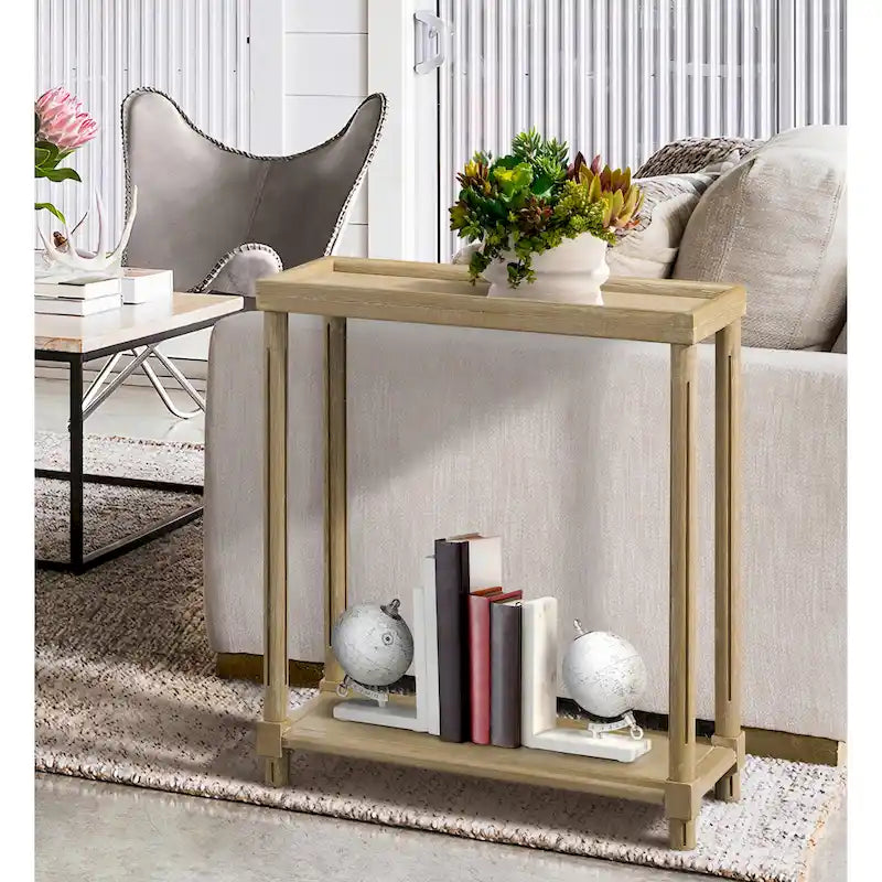 Tables d'appoint étroites, lot de 2, chêne vieilli