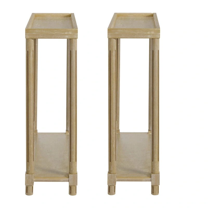 Tables d'appoint étroites, lot de 2, chêne vieilli