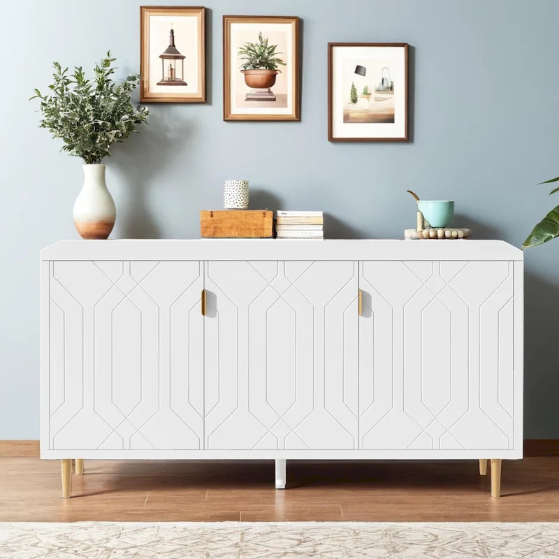 Meuble TV, console avec étagères réglables, buffet de rangement pour salon