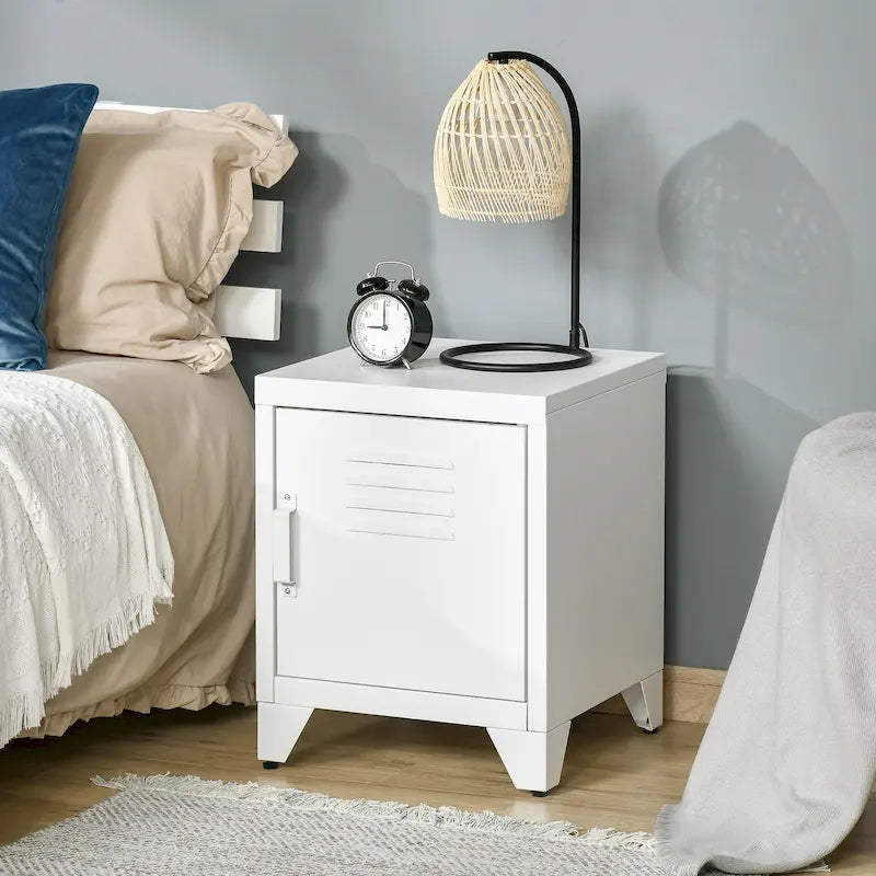 Table d'appoint industrielle, table basse avec porte de style casier et étagère réglable - 40x40x50 cm