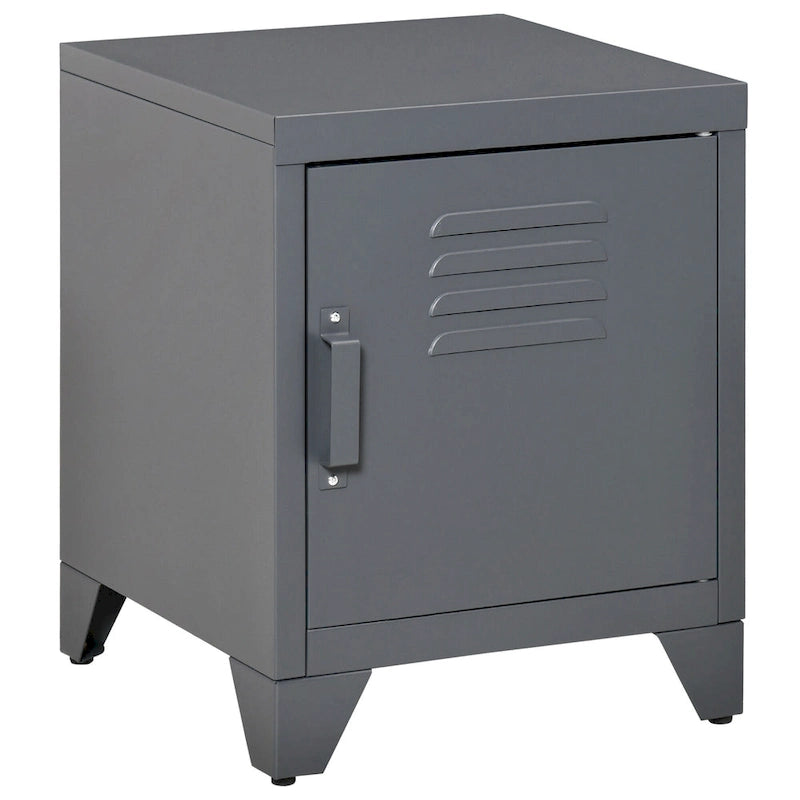 Table d'appoint industrielle, table basse avec porte de style casier et étagère réglable - 40x40x50 cm