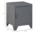 Table d'appoint industrielle, table basse avec porte de style casier et étagère réglable - 40x40x50 cm