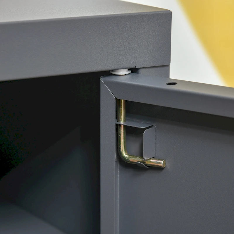 Table d'appoint industrielle, table basse avec porte de style casier et étagère réglable - 40x40x50 cm