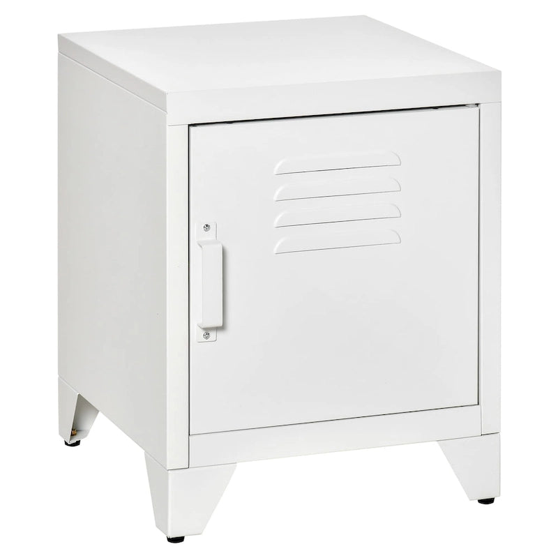 Table d'appoint industrielle, table basse avec porte de style casier et étagère réglable - 40x40x50 cm