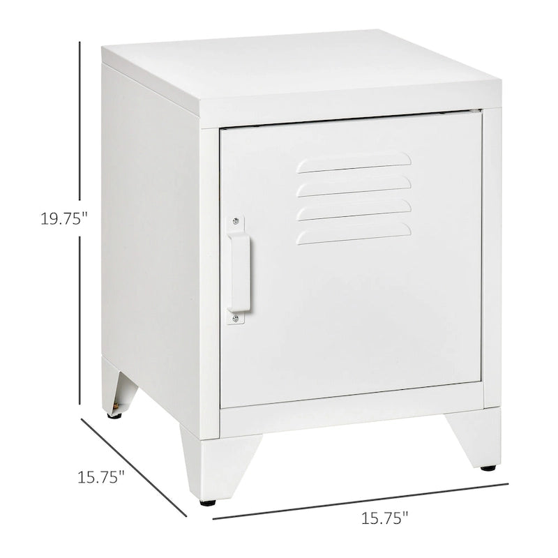 Table d'appoint industrielle, table basse avec porte de style casier et étagère réglable - 40x40x50 cm