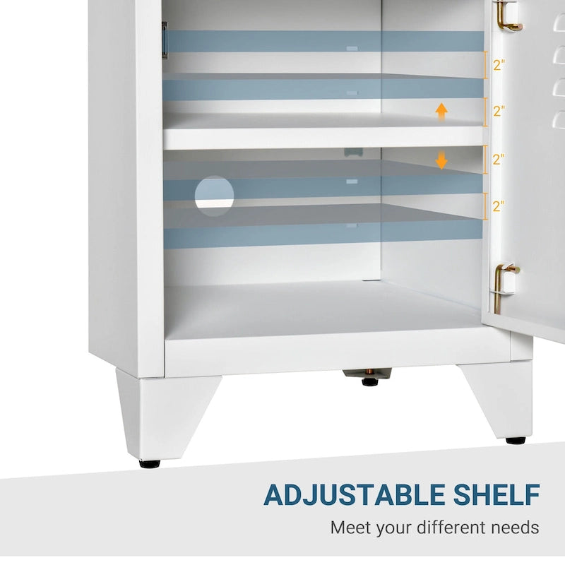Table d'appoint industrielle, table basse avec porte de style casier et étagère réglable - 40x40x50 cm