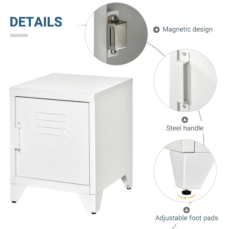 Table d'appoint industrielle, table basse avec porte de style casier et étagère réglable - 40x40x50 cm