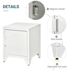 Table d'appoint industrielle, table basse avec porte de style casier et étagère réglable - 40x40x50 cm