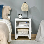 Table d'appoint industrielle, table basse avec porte de style casier et étagère réglable - 40x40x50 cm