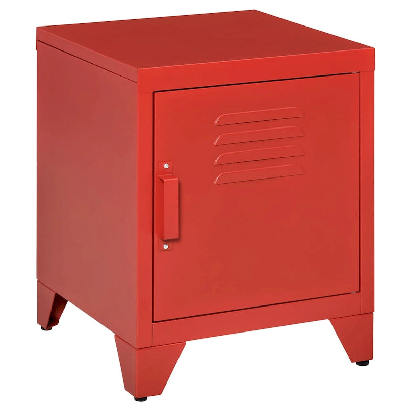 Table d'appoint industrielle, table basse avec porte de style casier et étagère réglable - 40x40x50 cm