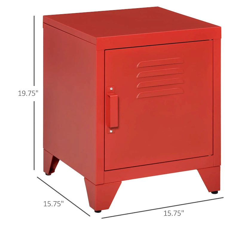 Table d'appoint industrielle, table basse avec porte de style casier et étagère réglable - 40x40x50 cm