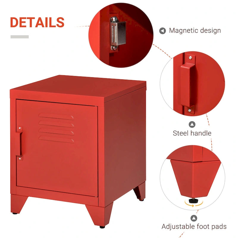 Table d'appoint industrielle, table basse avec porte de style casier et étagère réglable - 40x40x50 cm