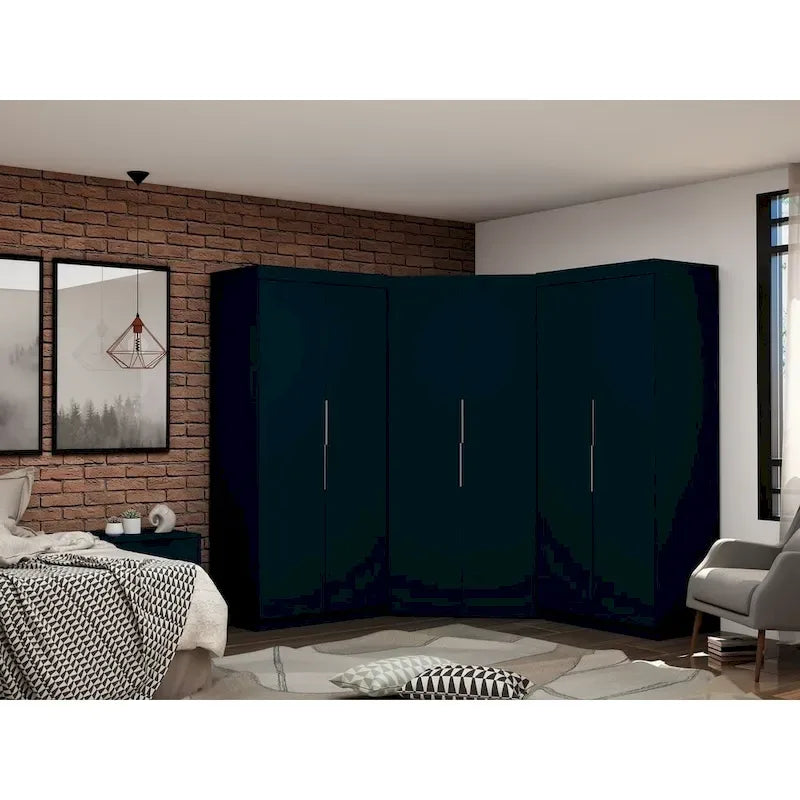 Armoire d'angle moderne 3 portes 4 tiroirs