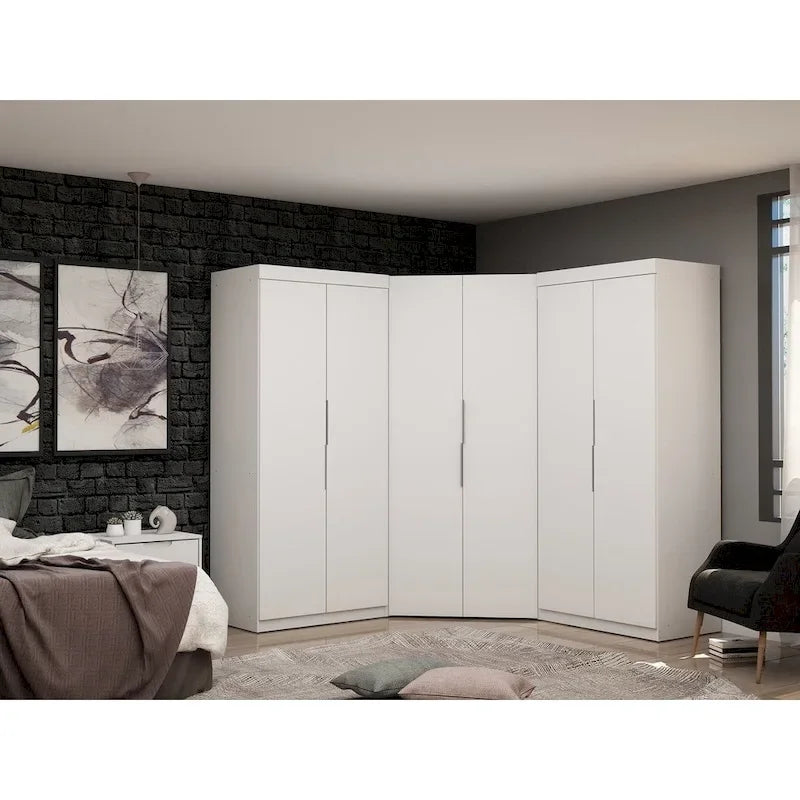 Armoire d'angle moderne 3 portes 4 tiroirs