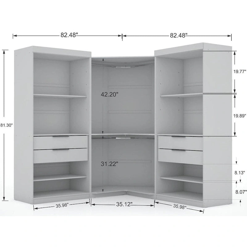 Armoire d'angle moderne 3 portes 4 tiroirs