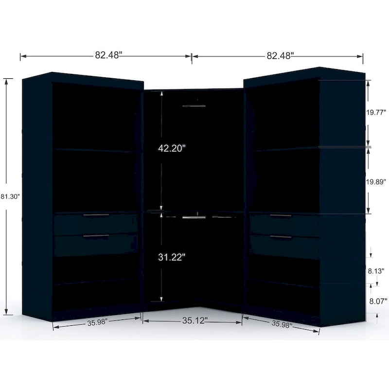 Armoire d'angle moderne 3 portes 4 tiroirs