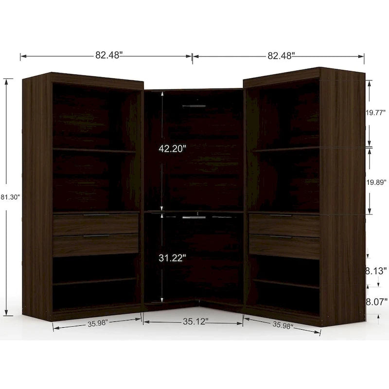 Armoire d'angle moderne 3 portes 4 tiroirs