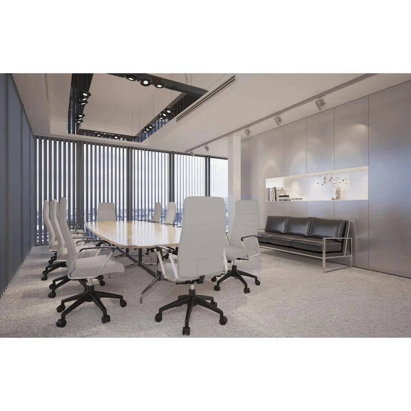 Chaise de bureau de conférence moderne en cuir à dossier haut