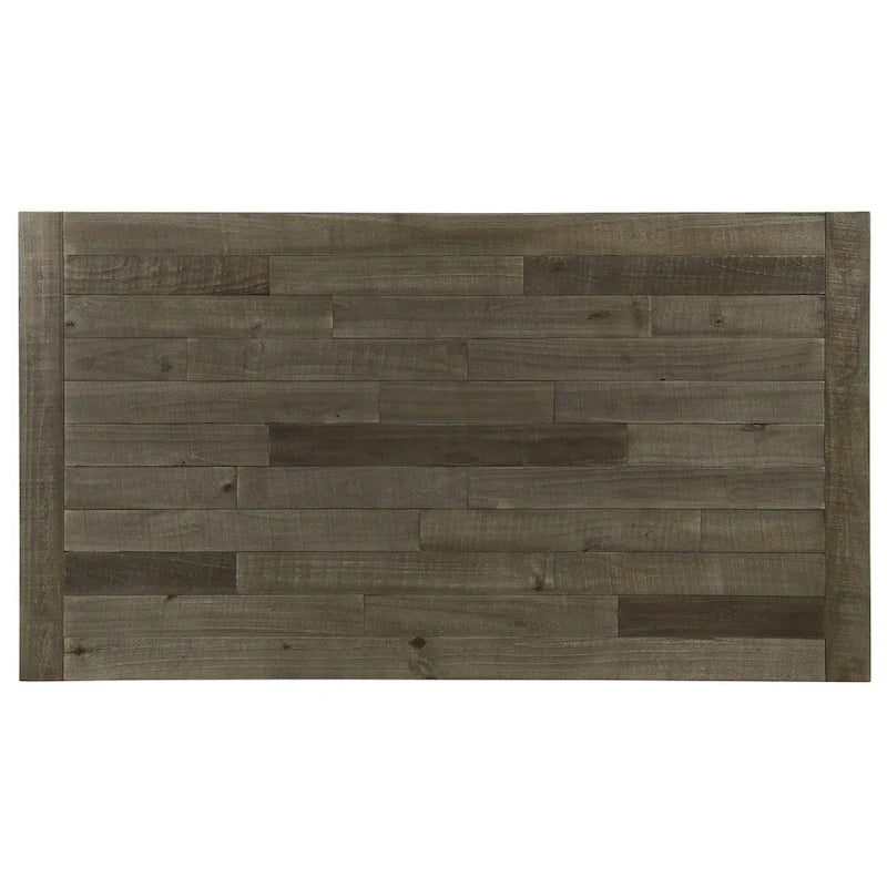 Table à manger en bois avec finition bicolore bleu et marron